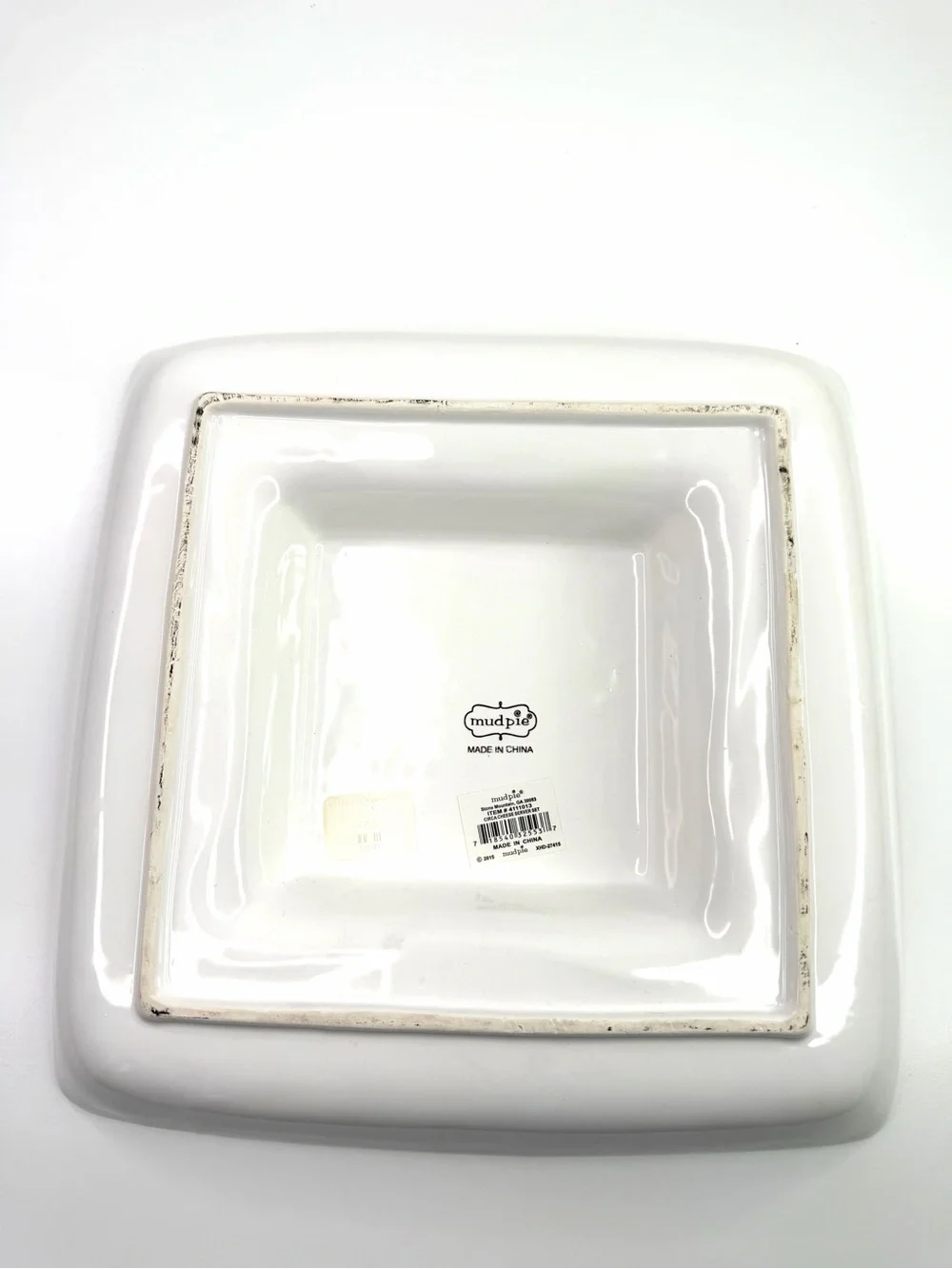 Mudpie White Square Ceramic Cheese Charcuterie Serving Platter